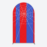 Aperturee - Aperturee Blue Red Stripes Spider Web Cartoon Arch Backdrop